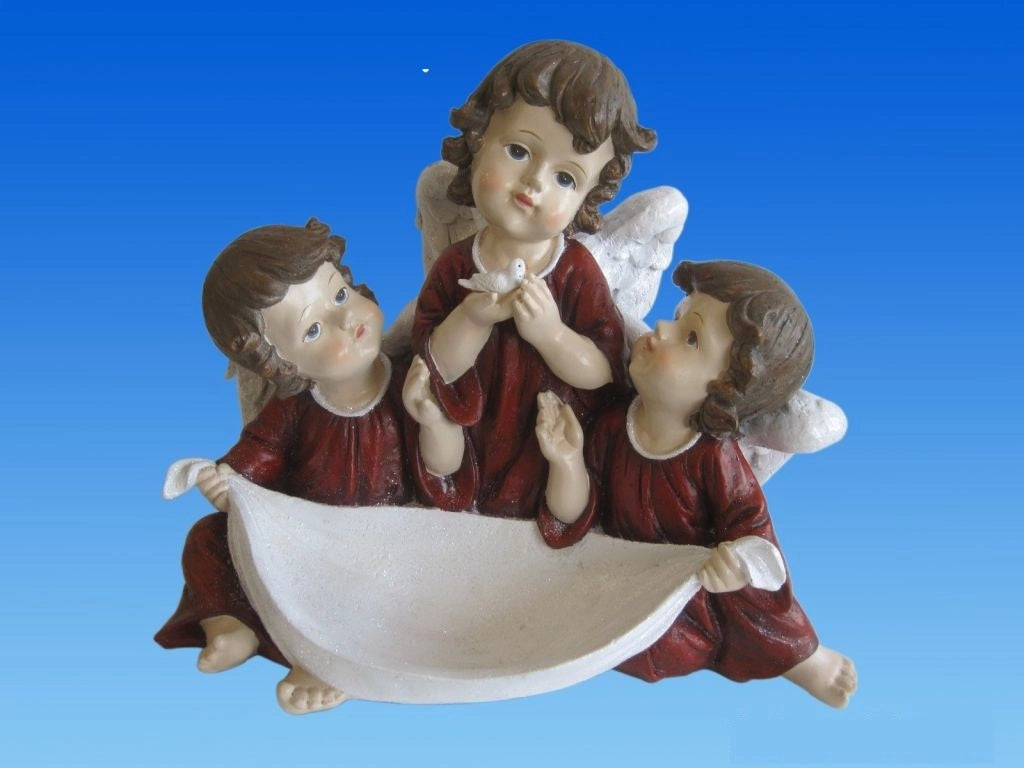 Decorazione Natalizia Natale Addobbi Angeli in resina rossi 36 x 30 cm