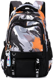 Borsa da Spalla per Ragazzi, Camuffata, Impermeabile, per Ragazzi da 10 a 18 anni, con Cinturino per Trasporto, Nero/Arancione