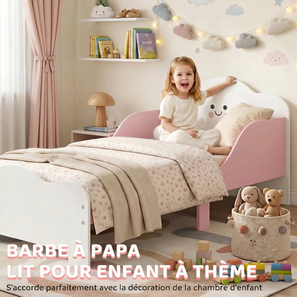 Letto singolo con barriera di sicurezza ¨C Xylo ¨C Legno rosa 70x140 cm con rete a doghe