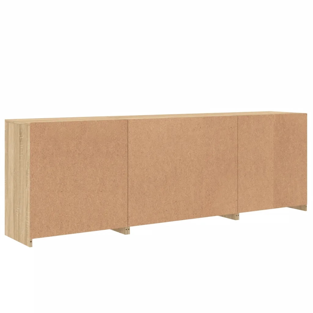 Credenza | Madia | Buffet da pranzo | Armadio da pranzo con Luci LED Rovere Sonoma 202x37x67 cm