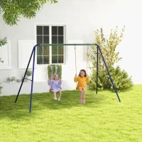 Altalena per Bambini 3-8 Anni con 2 Seggiolini e 4 Picchetti, in Metallo e PP, 269x160x180 cm