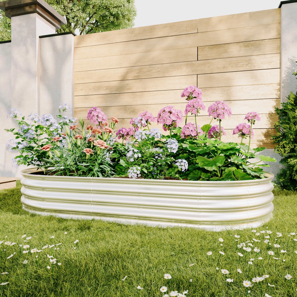 Kit 2 letti rialzati da giardino in acciaio zincato, 243,8 x 122 x 30,5 cm, argento