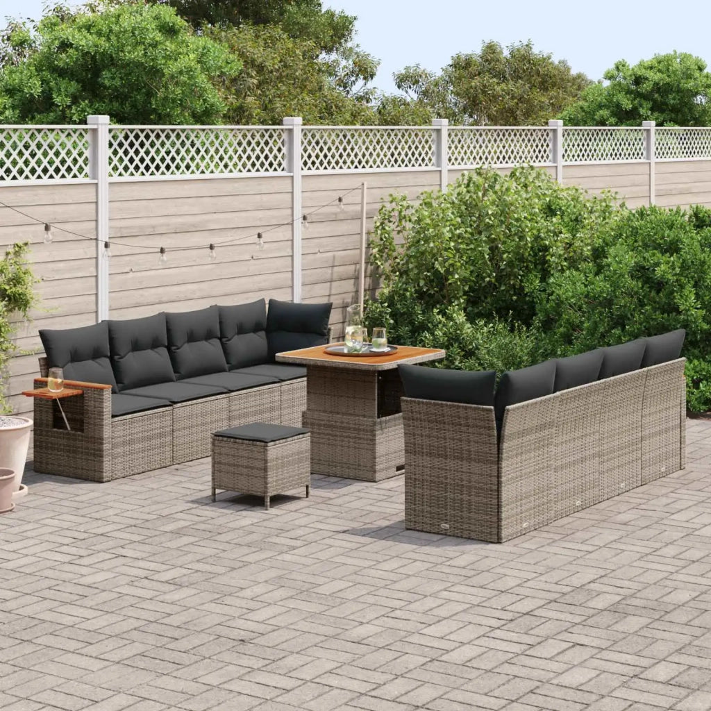 Set Divano da Giardino 11 pcs Grigio polyrattan