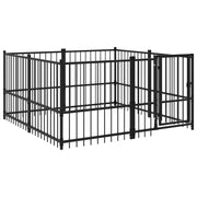 Gabbia per cuccia recinto per animali da esterno per cani in acciaio 3,75 m² nero 02_0041832
