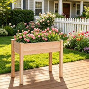FIORIERA RIALZATA 86x46x76 cm Legno naturale con tessuto non tessuto