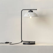 CONTEMPORANEA Lampada da Tavolo in Metallo Nero e Ceramica Traforata
