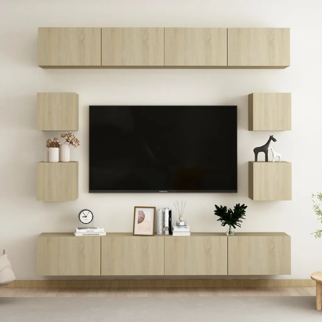 Set Porta TV 8 pz Rovere Sonoma in Truciolato cod mxl 11983