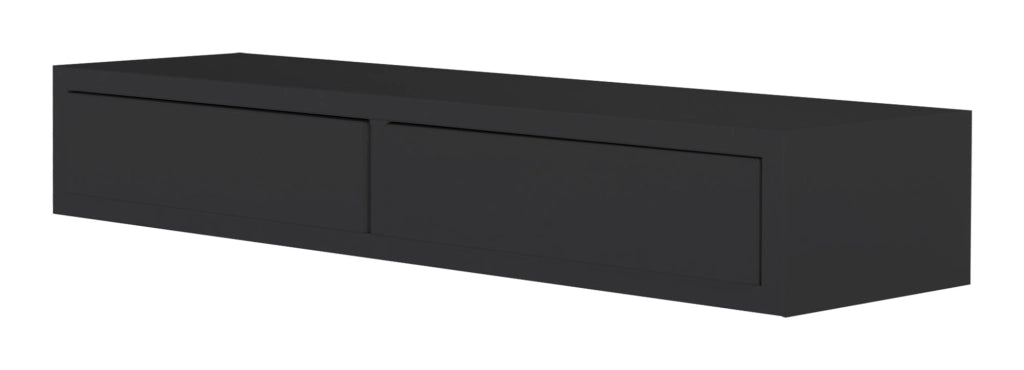 Mensola da Parete con 2 Cassetti 88,2x13,4x23,7 cm in Fibra di Legno Domino Maxi Nero
