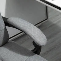 Sedia da Ufficio Ergonomica Reclinabile, Sedia Direzionale con Schiena Alta, Poltrona Ufficio con Poggiatesta e Poggiapiedi Estraibile, 66x76x112-120cm, Grigio