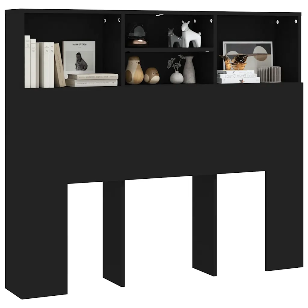 Testiera con Contenitore Nera 120x19x103,5 cm 811854