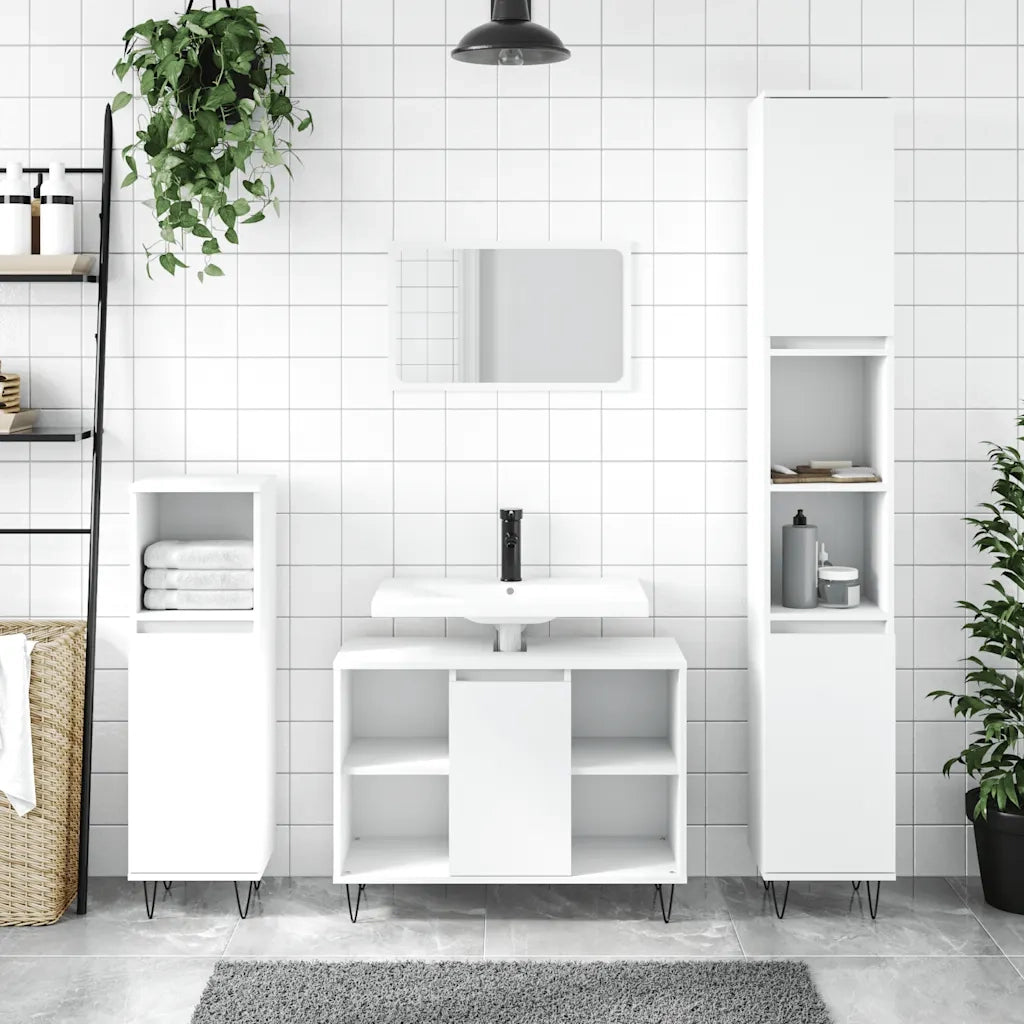 Mobile da Bagno Bianco 80x33x60 cm in Legno Multistrato 831628