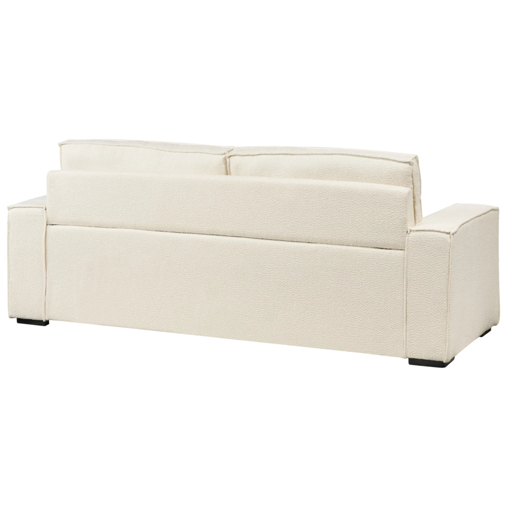 Divano letto in tessuto bianco sporco Divano letto trasformabile a 3 posti con struttura e materasso