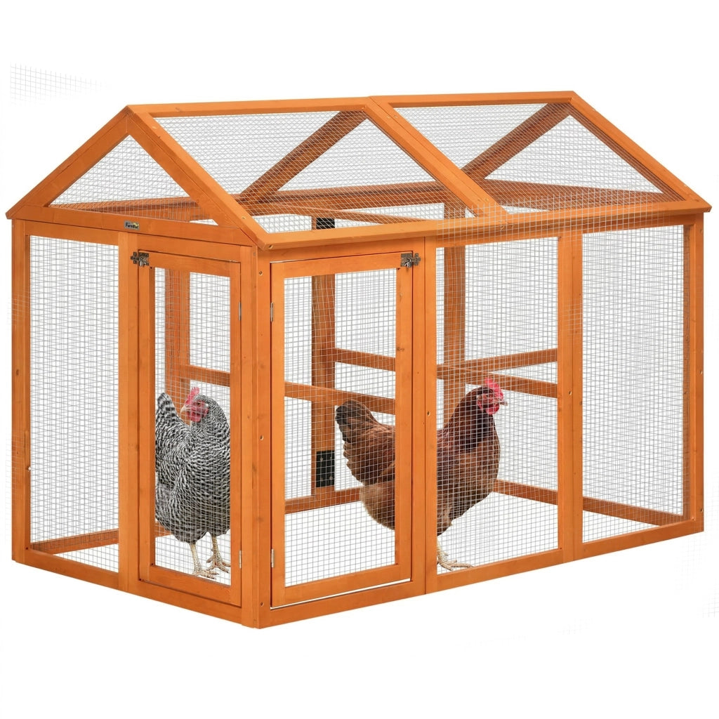 Gabbia per Galline in Legno ¨C Minimal ¨C Arancione, 140x88.5x106cm