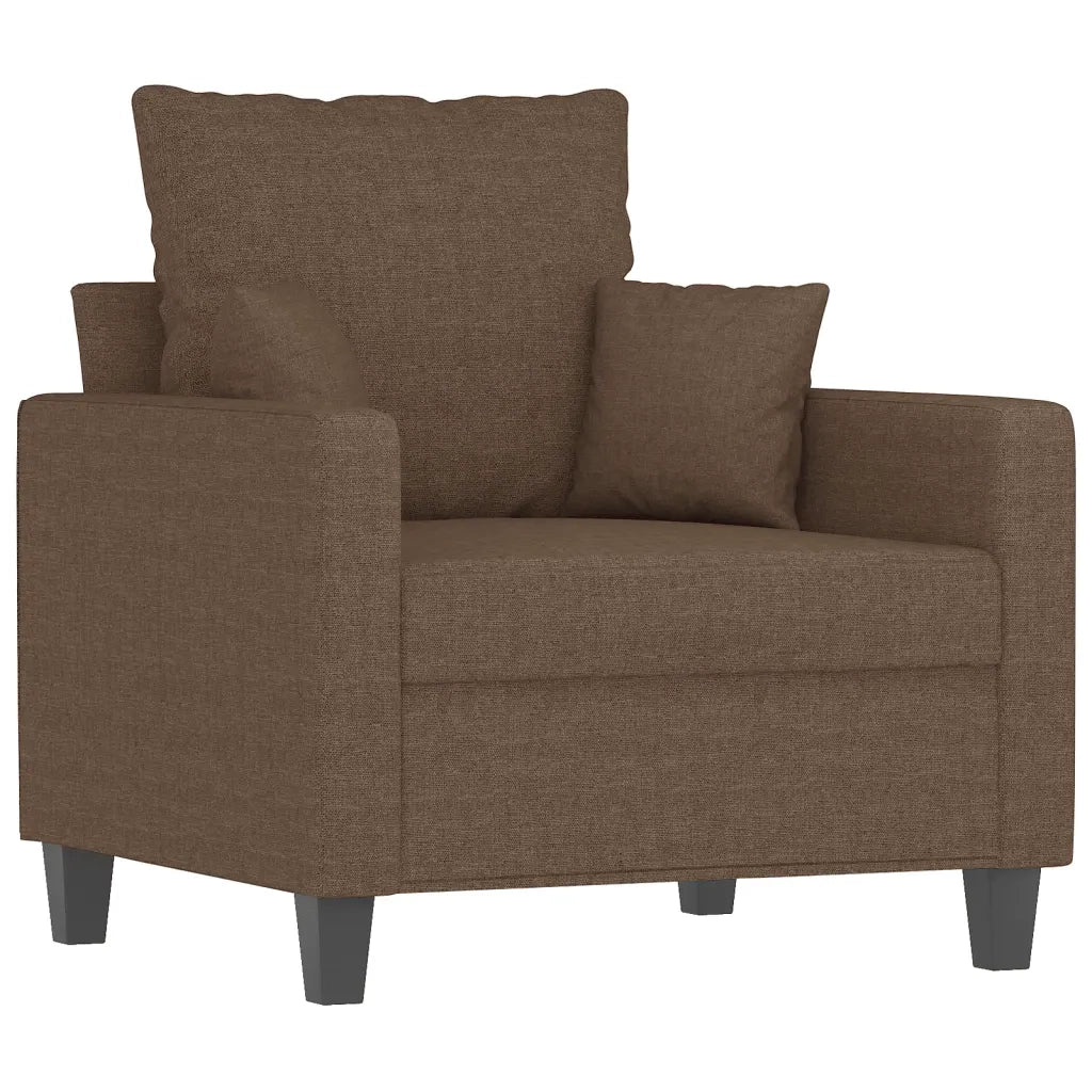 Set di Divani 4 pz con Cuscini Marrone in Tessuto