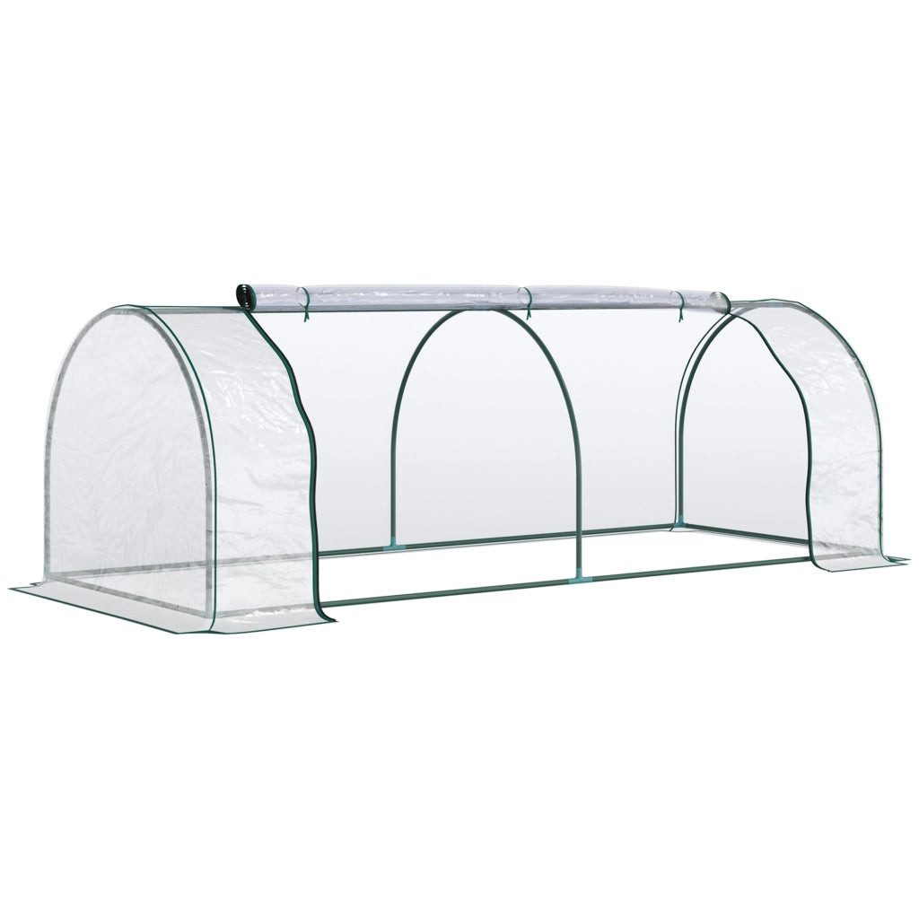 Serra da giardino con porta arrotolabile, struttura in acciaio e copertura trasparente 250x100x80 cm