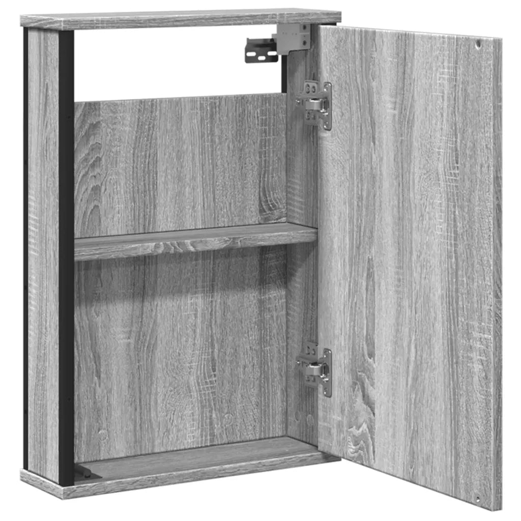 Mobile Specchio da Bagno Grigio Sonoma 42x12x60 cm Multistrato 842434