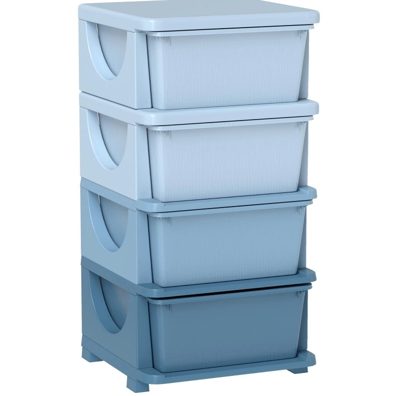 Cassettiera per bambini con 4 cassetti blu in plastica