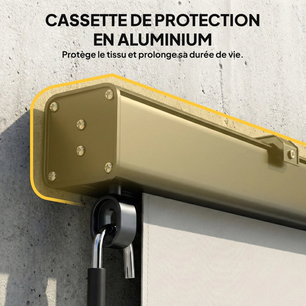 Tenda avvolgibile verticale esterno con manovella ¨C Xylo ¨C Cassetta alluminio 250x160cm crema