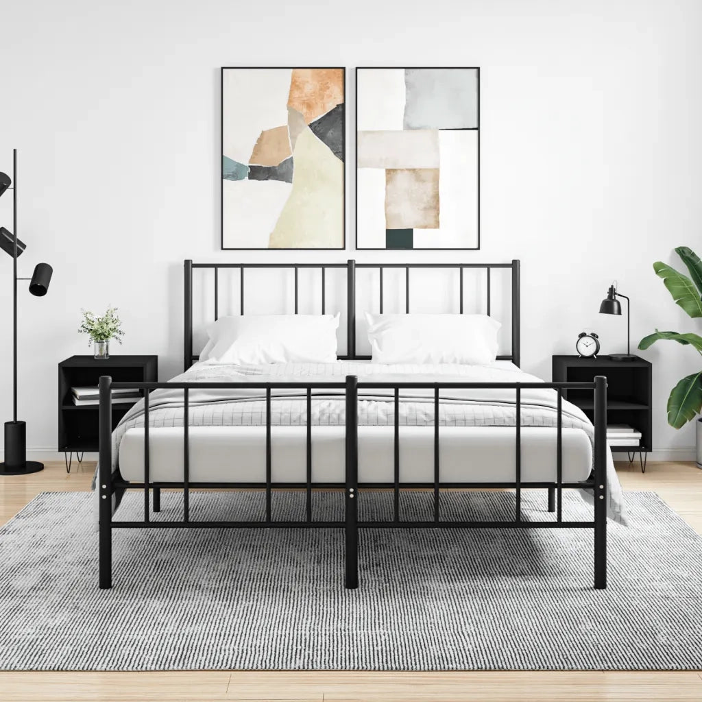 Set di 2 Comodini | Armadio da Notte | Mobiletto da notte Neri 40x30x50 cm in Legno Multistrato