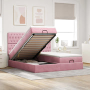 Struttura Letto Pouf con Materassi Rosa 200x200 cm Velluto 3313801