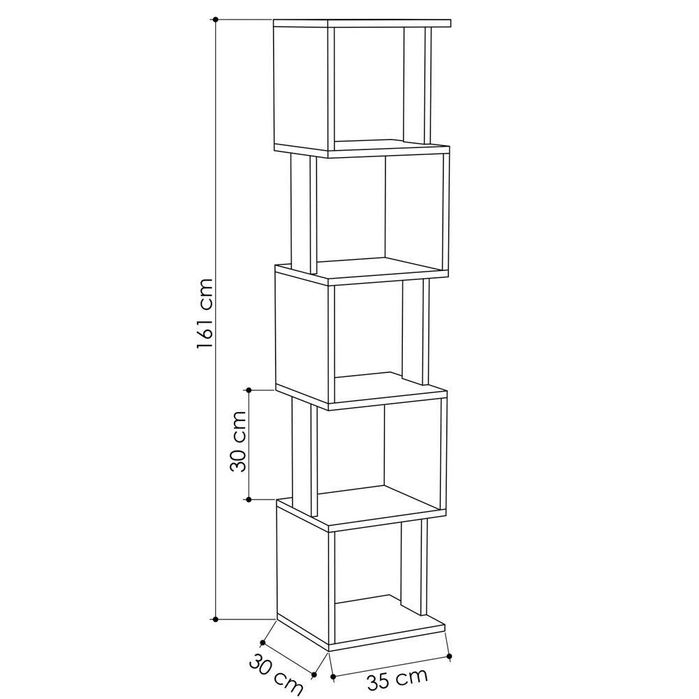 Libreria 161x35x30 cm Design Moderno Scaffale Modulare 5 Ripiani in MDF Quercia