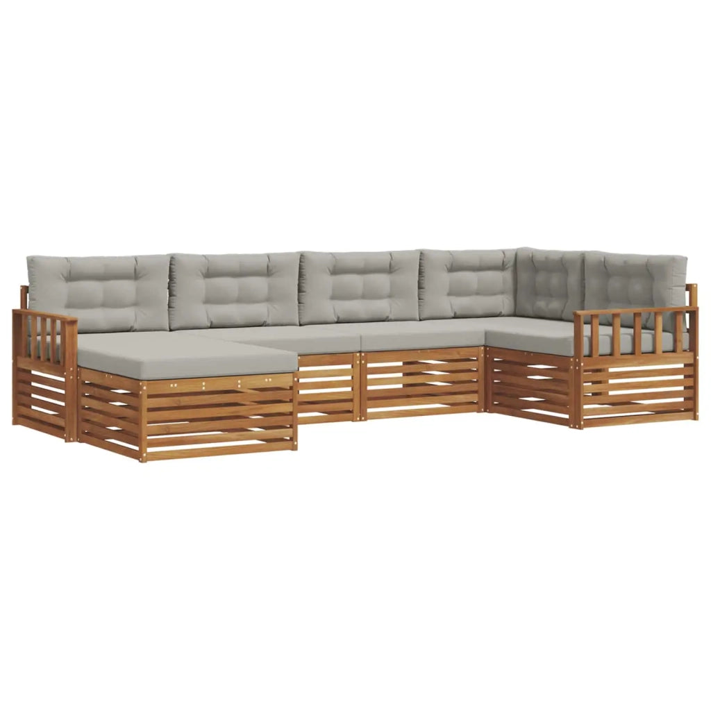 Set di divani da esterno 6 pcs Grigio Naturale e Chiaro