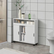 Mobile da Terra Lumijoki con Ante Scorrevoli e 4 Ruote 71x70x20 cm - Bianco [en.casa]