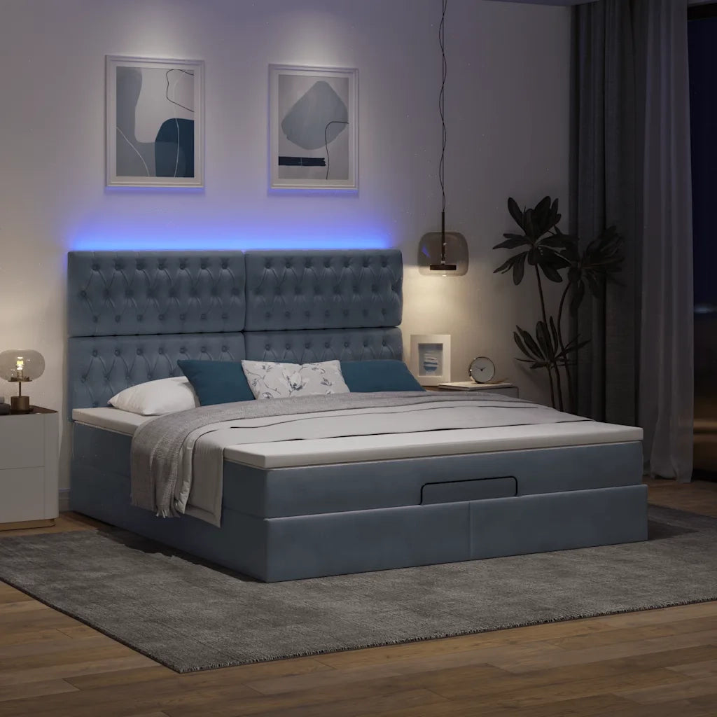 Struttura Letto Pouf con Materassi 180x200 cm Velluto 3314409