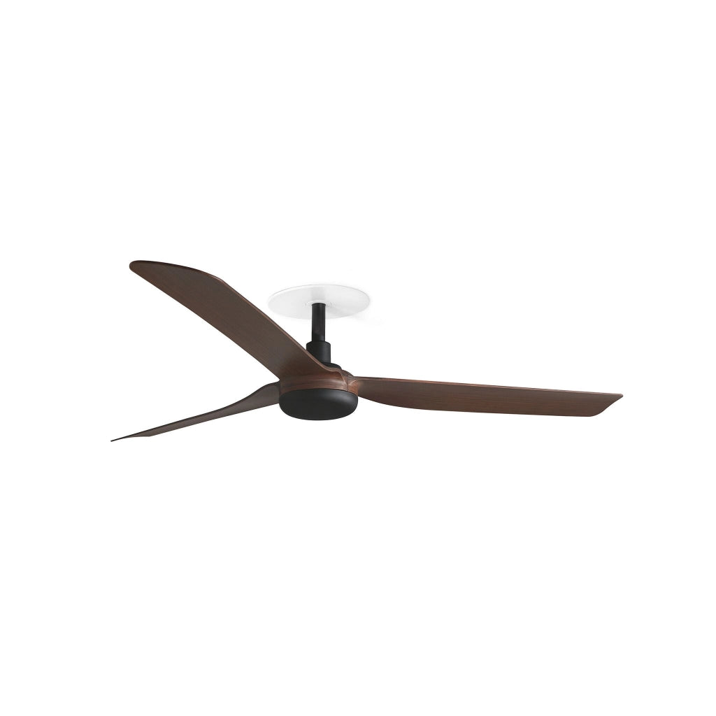 FARO Ventilatore da soffitto con motore DC 6 velocita funzione inversa per soffitti inclinati compatibile TUYA nero pale in legno finitura noce FARO-33817RWT