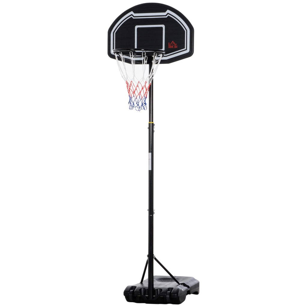 Canestro da Basket per Esterno ¨C Xylo ¨C Altezza Regolabile 160-210 cm con Ruote e Base Riempibile 76x48x254 cm Nero