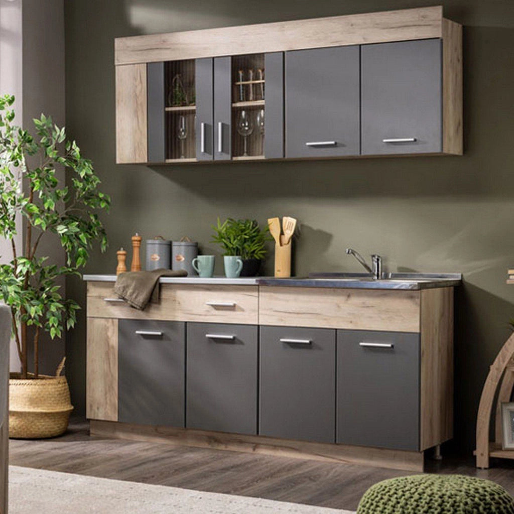 Cucinino Interamna, Cucina un Cassetto, Elettrodomestici non inclusi, Nero Antracite