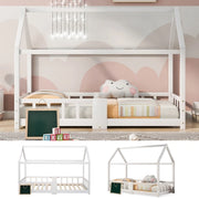 Letto Casetta per Bambini in Legno di Pino ¨C MINIMAL ¨C 90x200, Bianco con Rete a Doghe