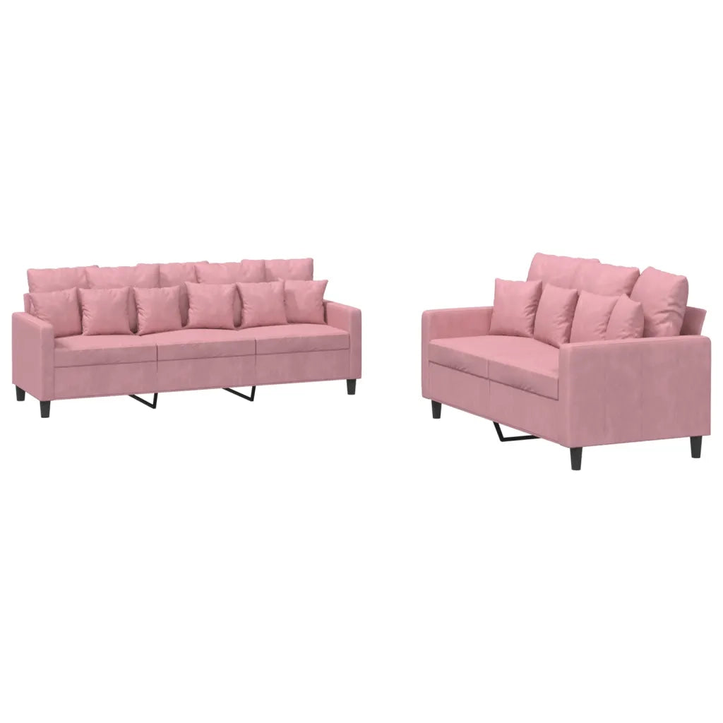 Set di Divani 2 pz con Cuscini rosa in Velluto 3201723