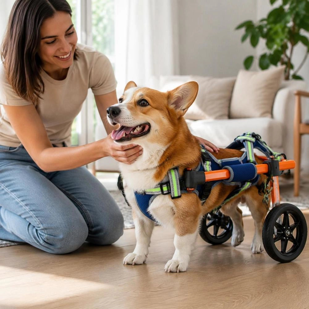 Dog Wheelchair For Back Legs, Lightweight 2 Wheels Pet Wheelchair, Height, Width & Length Adjustable, Dog Cart With Shock-Absorbing Wheels, For Injured, Disabled Dogs 15.8-21.7 Kg, Medium