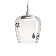 Zafferano Lampada a sospensione Bilia 230V LED 8W 2700K Vetro Borosilicato Bianco e Argento, diametro 18 cm, altezza totale 324 cm, IP40