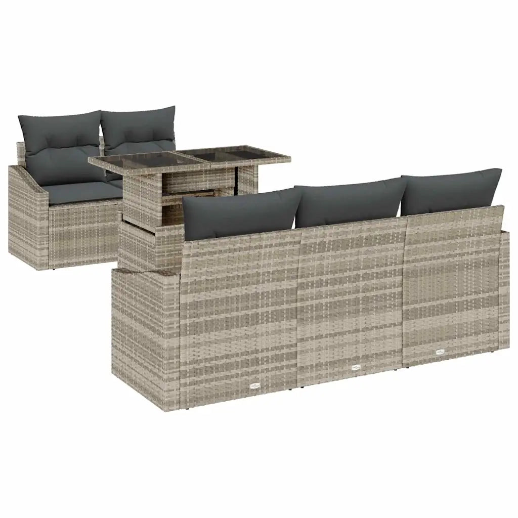 Set Divano da Giardino 6 pcs Grigio chiaro polyrattan 3348918