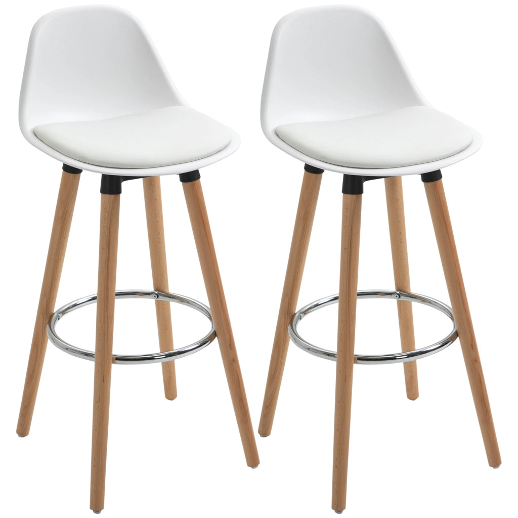 Set 2 sgabelli da bar design scandinavo ¨C zephmum ¨C naturale e bianco 43x43x91 cm