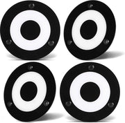 Luce a Plafondo a Diametro 120mm 4W - Pannello Montaggio Superficiale - Finitura Nera - Pacchetto da 4 - Regolabile - Senza Interruttore - 3000K