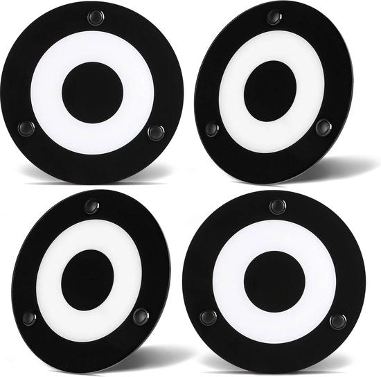 Luce a Plafondo a Diametro 120mm 4W - Pannello Montaggio Superficiale - Finitura Nera - Pacchetto da 4 - Regolabile - Senza Interruttore - 3000K