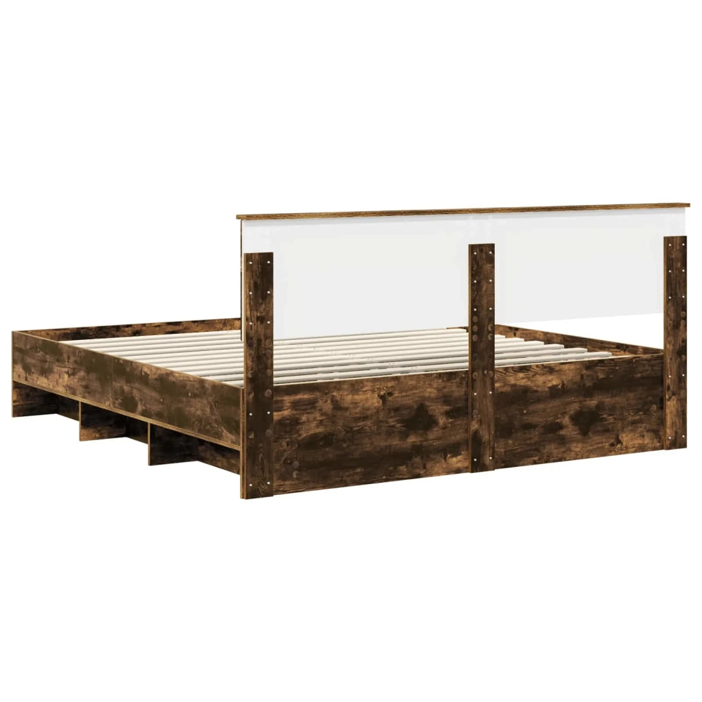 Letto matrimoniale | Letto per adulti | Struttura del letto Rovere fum¨¦ 180 x 200 cm Legno multistrato