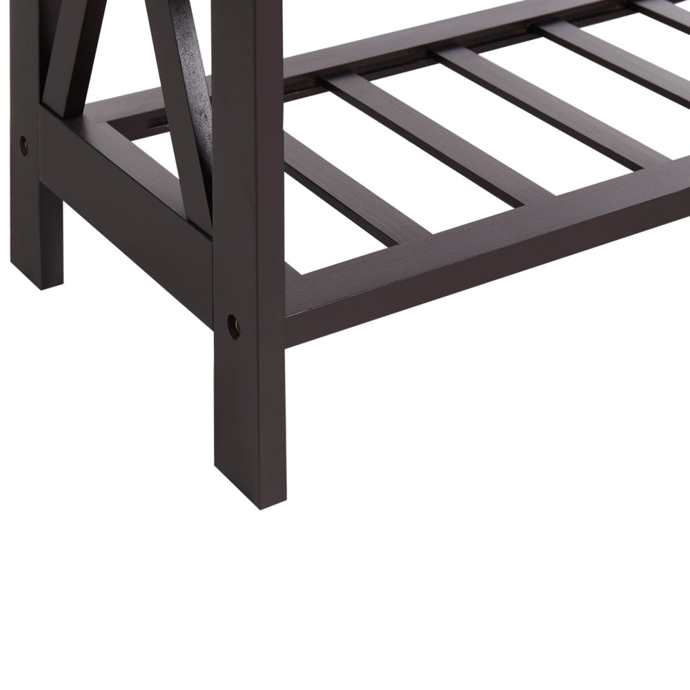 Portabottiglie classico in MDF marrone scuro elegante con gambe legno di pino