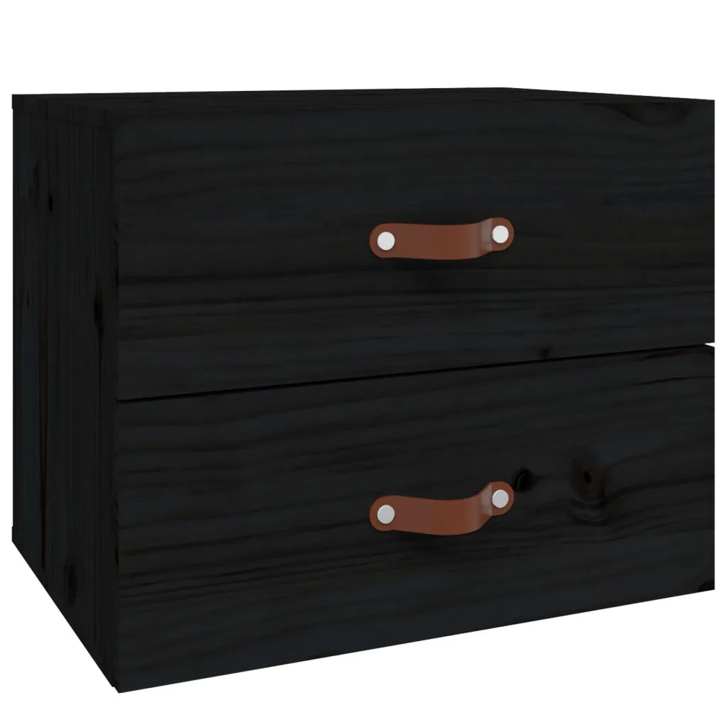 Set di 2 Comodini | Armadio da Notte | Mobiletto da notte a Muro Nero 50x36x40 cm
