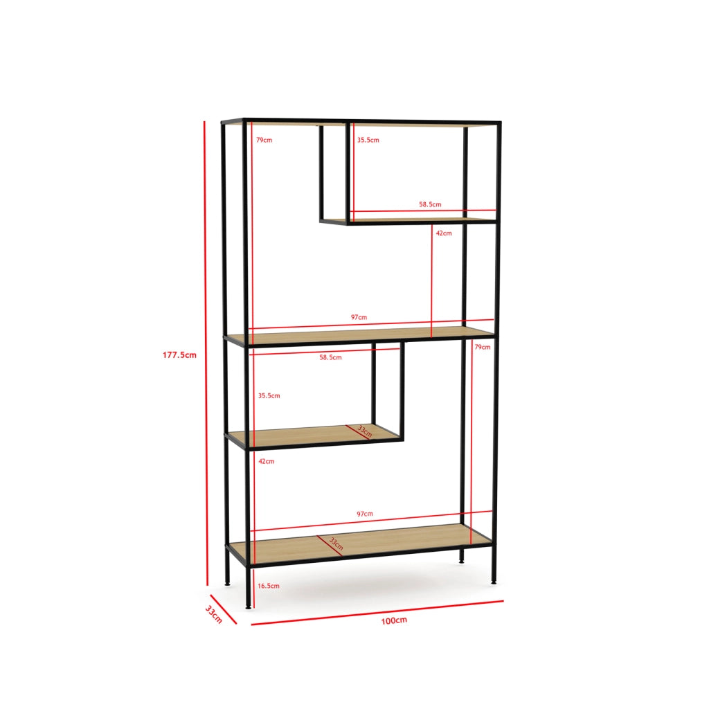Scaffale industriale Hispanohogar finitura rovere e grafite 177x100x33
