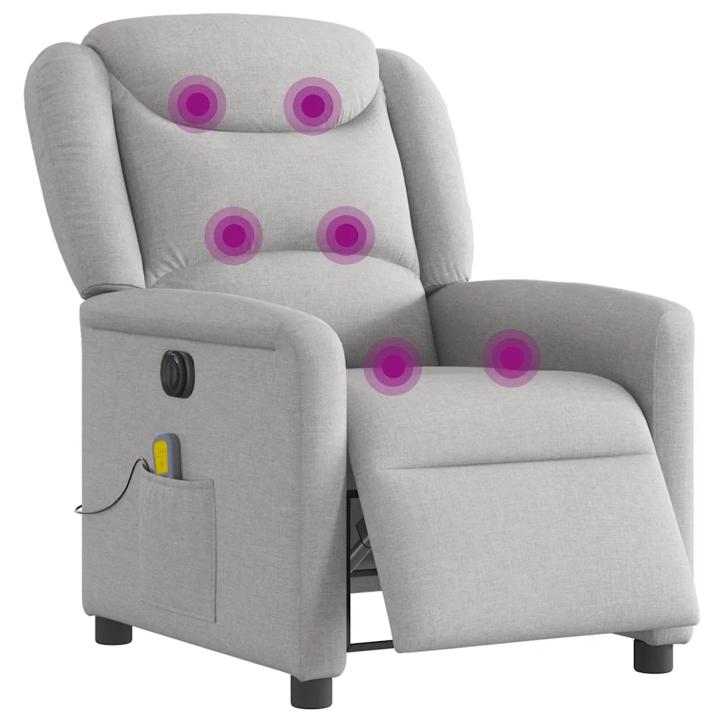 Divano Sedia-Poltrona Reclinabile Massaggio Elettrica Grigio Nuvola Tessuto 965986