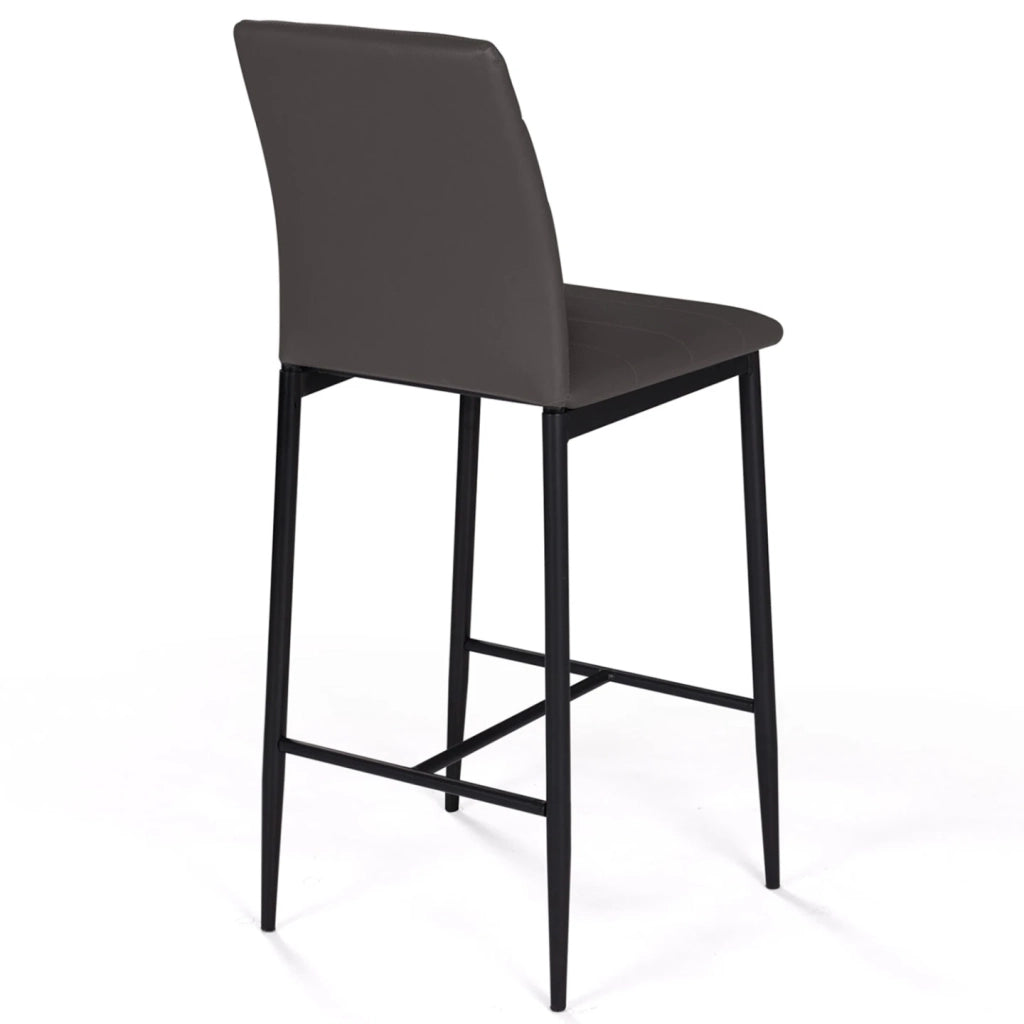 IDMarket - Set di 4 sgabelli da bar imbottito design contemporaneo in PVC grigio ROMANE