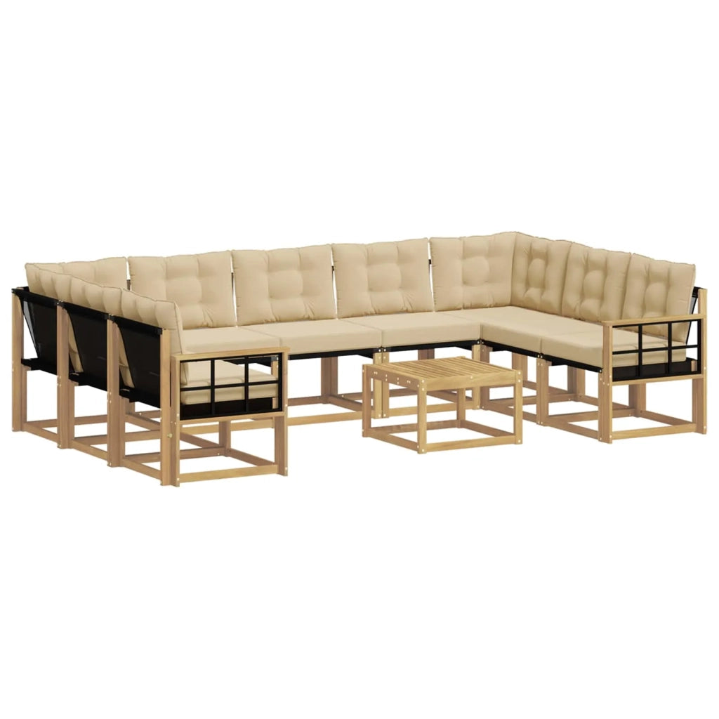 Set di divani da esterno con cuscino 10 pcs Bianco e Beige