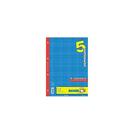 RAMBLOC RICAMBIO A4 40 FOGLI QUADRETTI 5MM PER RACCOGLITORI ANELLI