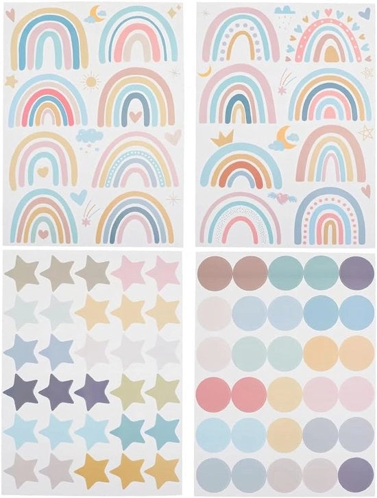 Sticker periscopici per bambini - 76 pezzi per camera da letto e camera per bambini - femminili - punti - scuola materna - decorazione per feste