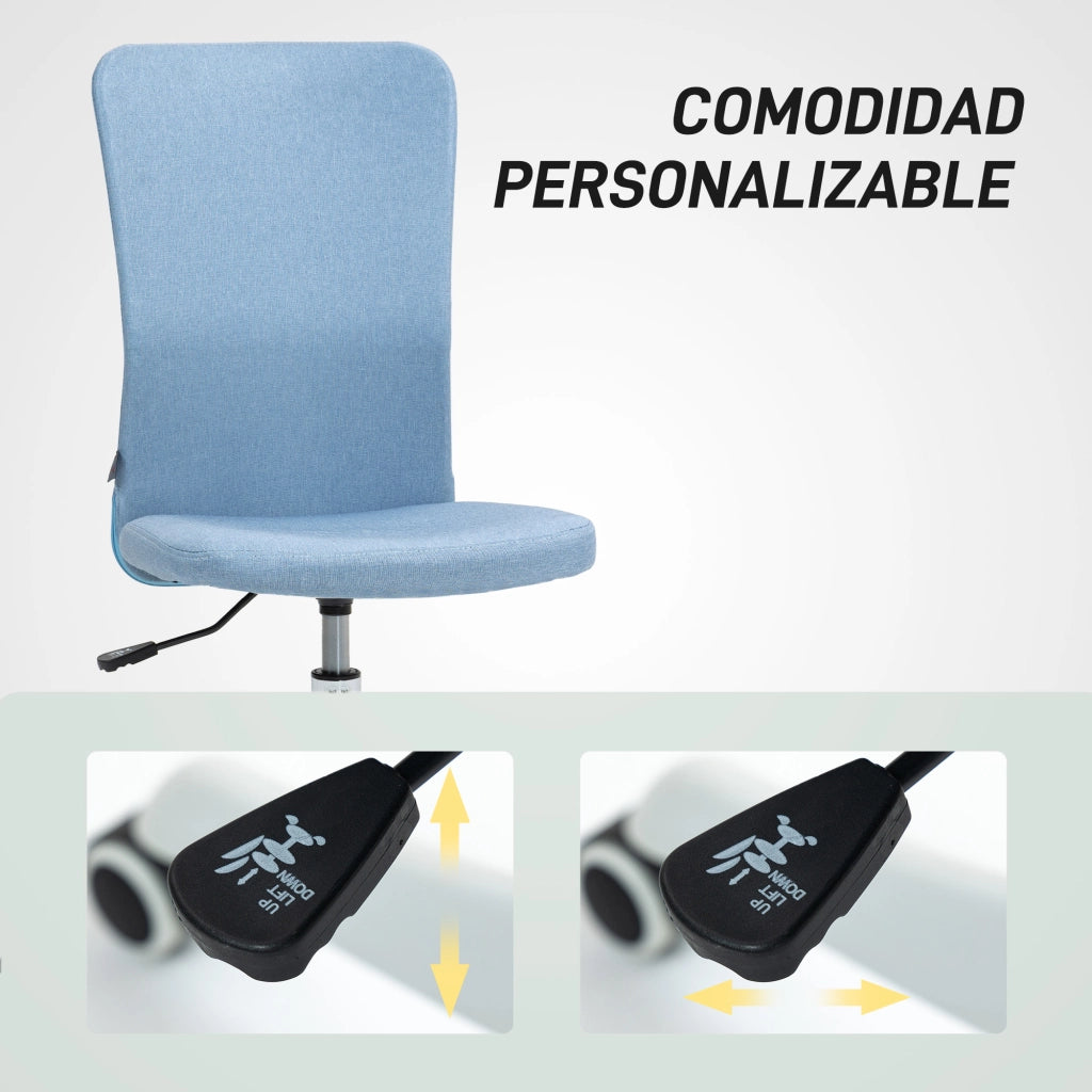 Sedia da Ufficio con Ruote ¨C Zephmum ¨C Blu, Sintetico, 53x43x85-93 cm