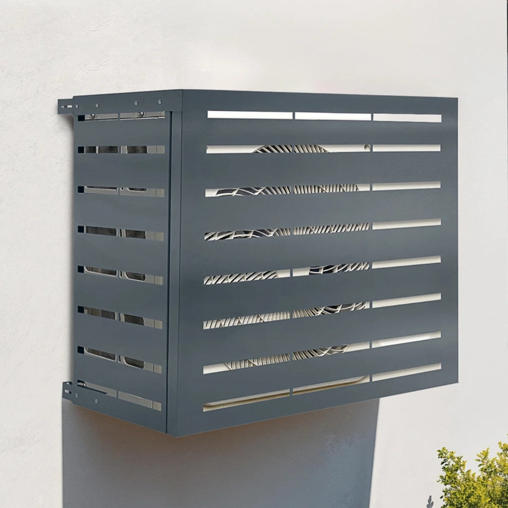 IDMarket - Copertura per condizionatore d'aria in metallo grigio carbone per unità esterna 95 x 48 x 80 cm
